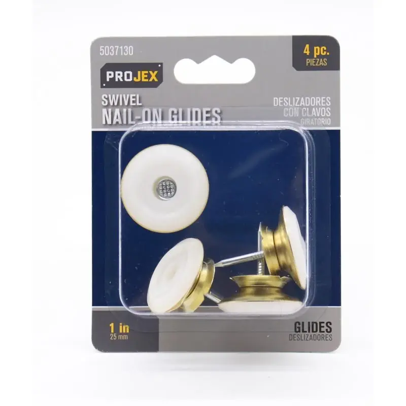 Projex Gold 1 In. Nail-On Brass Swivel Glide 4 Pk