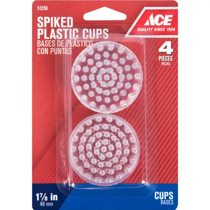 Ace Plastic Spiked Caster Cup Clear Round 1-7/8 In. W 4 Pk