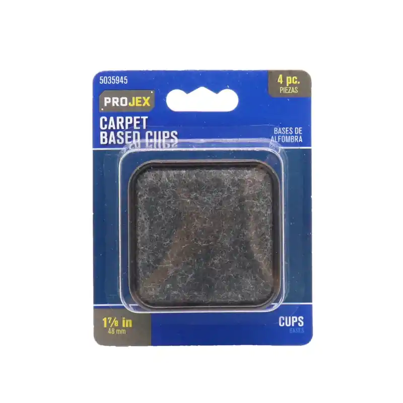 Projex Plastic Furniture Cups W/Carpeted Base Brown Square 1-7/8 In. W X 1-7/8 In. L 4 Pk