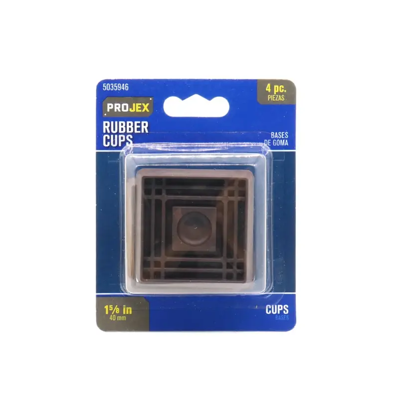 Projex Rubber Furniture Cups Brown Square 1-5/8 In. W X 1-5/8 In. L 4 Pk