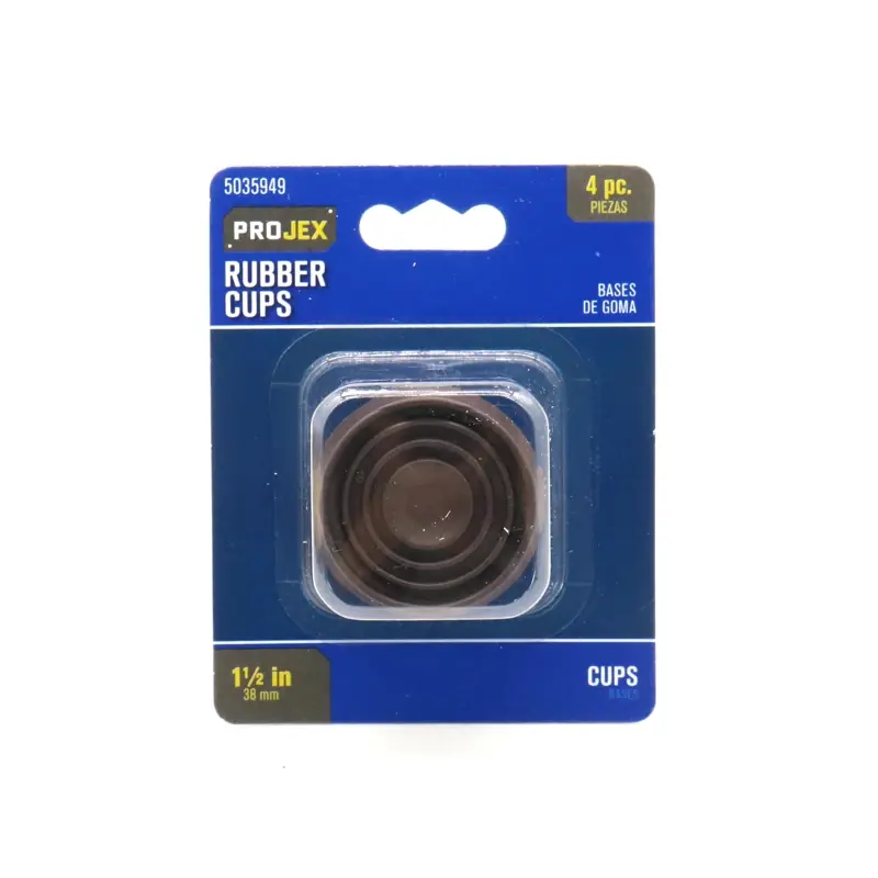 Projex Rubber Furniture Cups Brown Round 1-1/2 In. W 4 Pk
