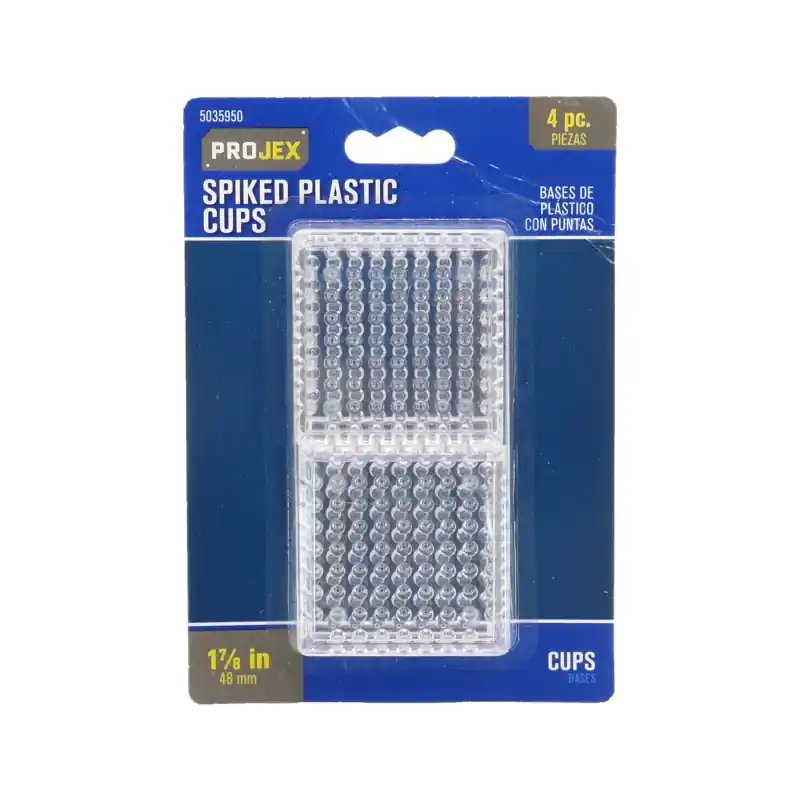 Projex Plastic Furniture Cups W/Spikes Clear Square 1-7/8 In. W X 1-7/8 In. L 4 Pk