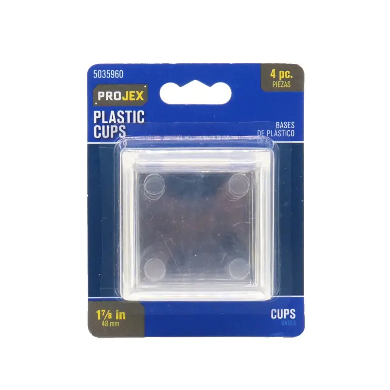 Projex Plastic Furniture Cups Clear Square 1-7/8 In. W X 1-7/8 In. L 4 Pk