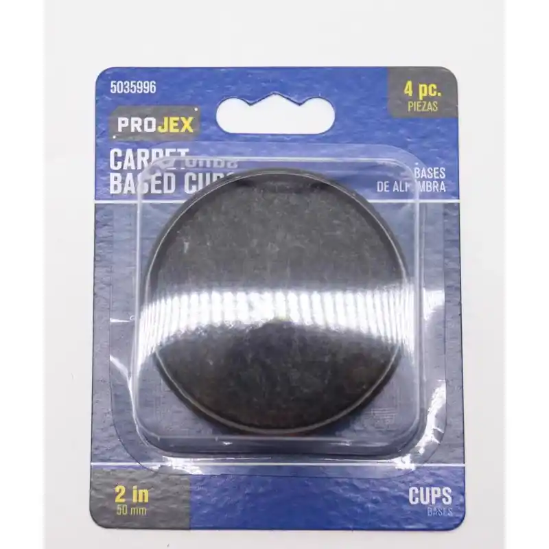 Projex Plastic Furniture Cups W/Carpeted Base Black Round 2 In. W 4 Pk