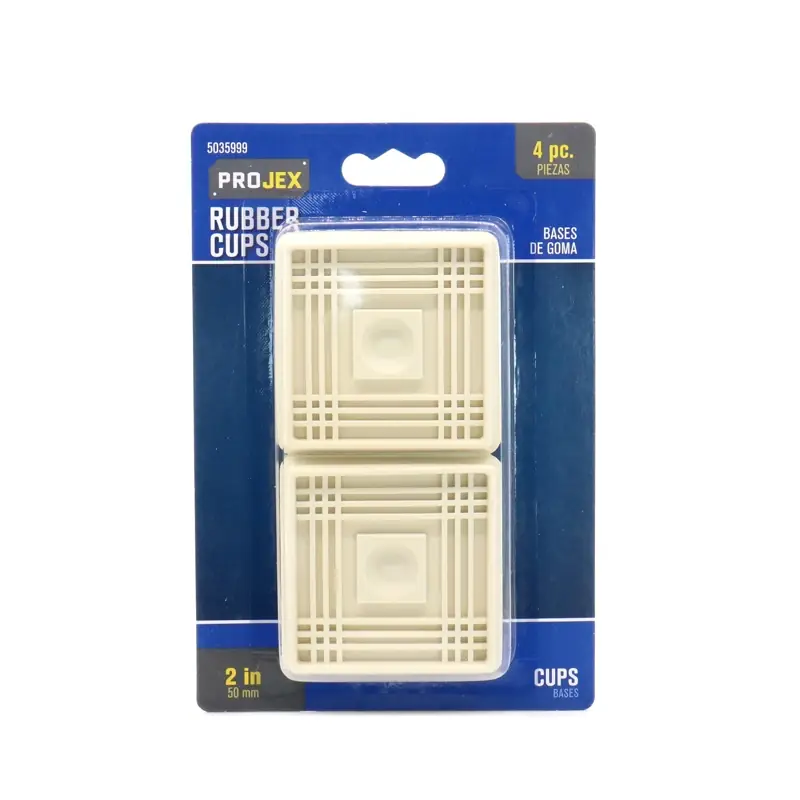 Projex Rubber Furniture Cups White Square 2 In. W X 2 In. L 4 Pk