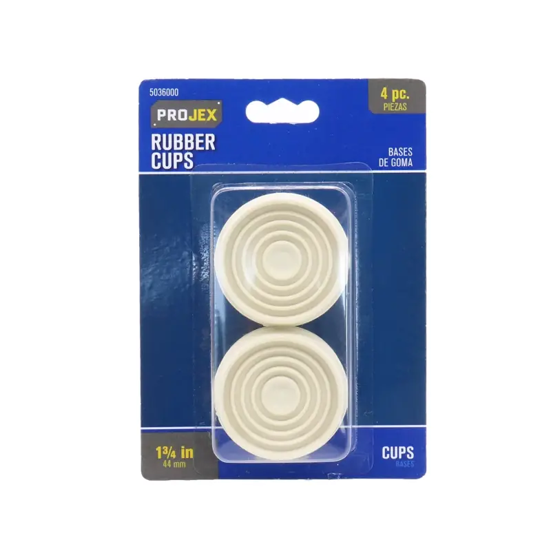 Projex Rubber Furniture Cups White Round 1-3/4 In. W 4 Pk