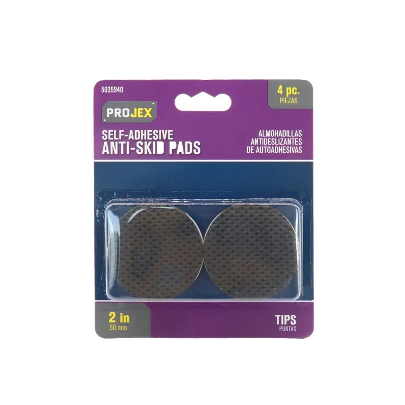Projex Rubber Self Adhesive Non-Skid Pad Black Round 2 In. W 4 Pk