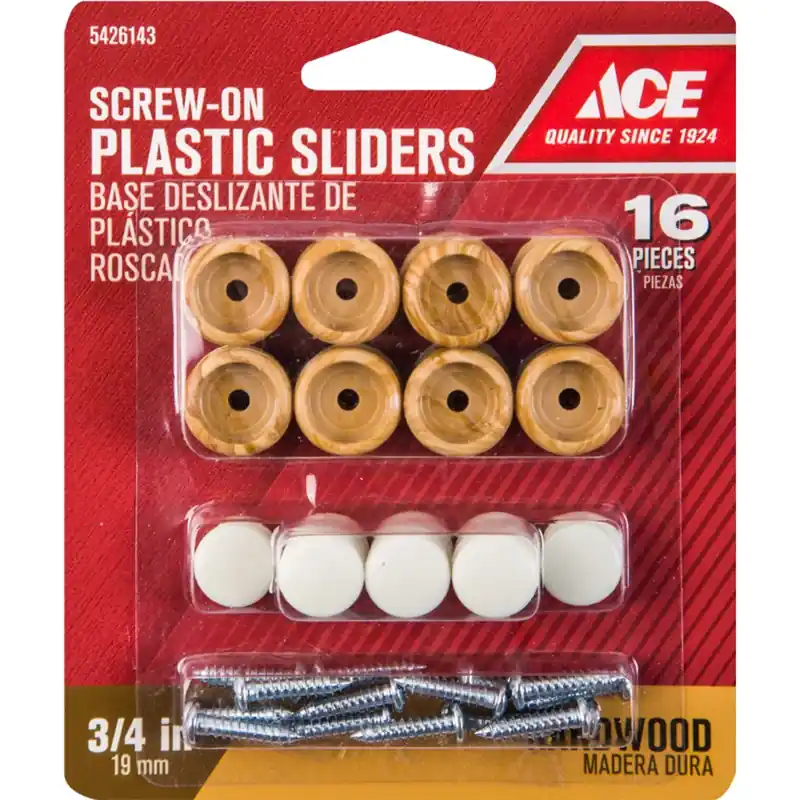 Ace Rubber Round Slider For Hardwood Floors Brown Round 3/4 In. W 16 Pk