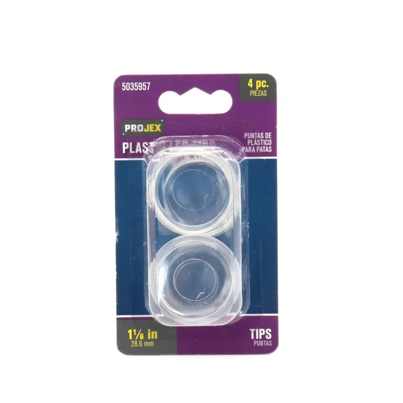 Projex Thermoplastic Ethylene Leg Tip Clear Round 1-1/8 In. W 4 Pk