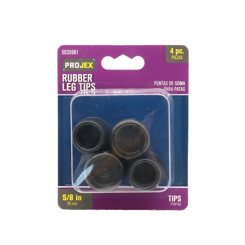 Projex Rubber Leg Tip Black Round 5/8 In. W 4 Pk