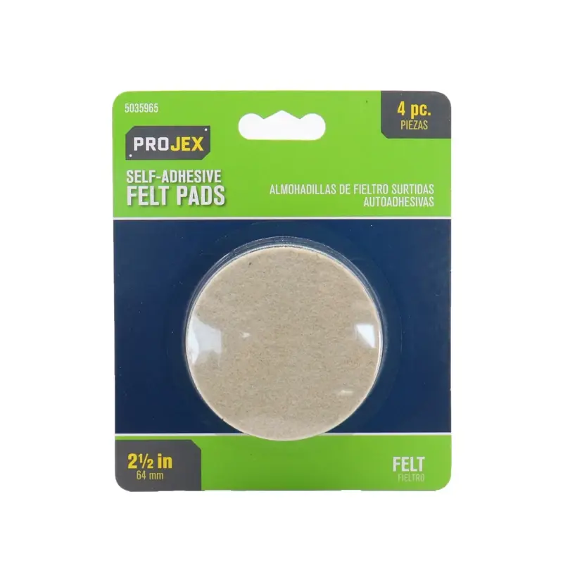 Projex Felt Self Adhesive Surface Pad Brown Round 2-1/2 In. W 4 Pk