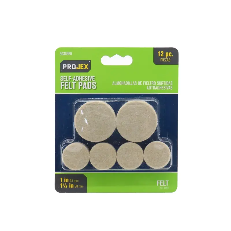 Projex Felt Self Adhesive Table/Chair Pad Brown Round 1 And 1-1/2 In. W 12 Pk