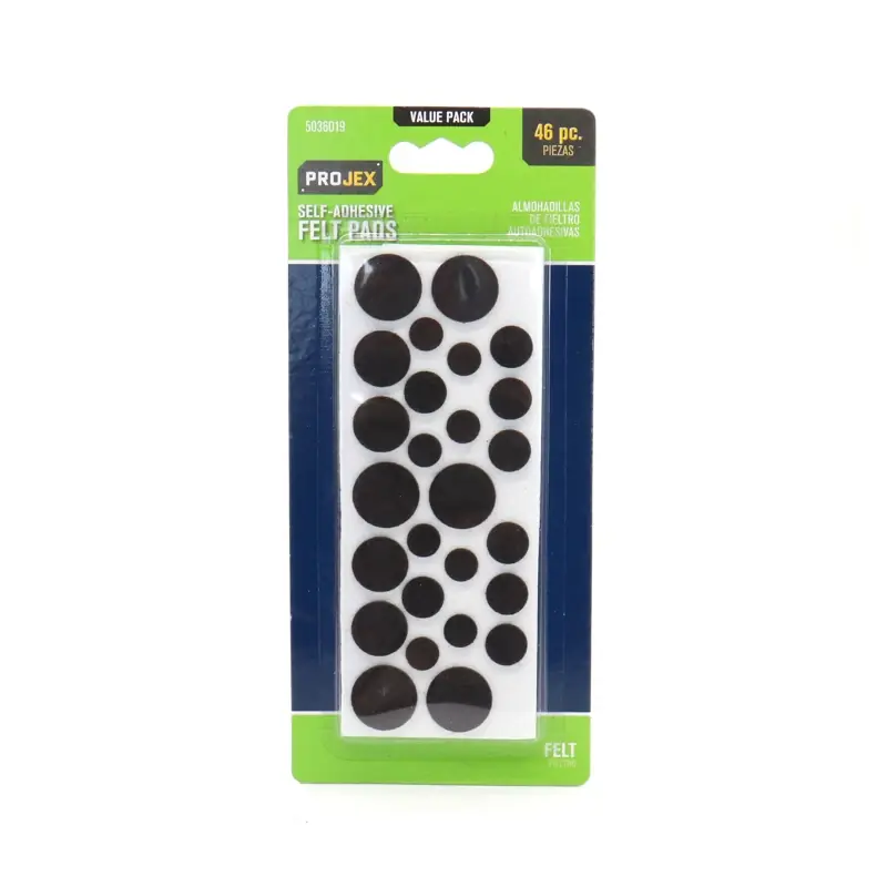 Projex Felt Self Adhesive Surface Pad Brown Round Various In. W 46 Pk