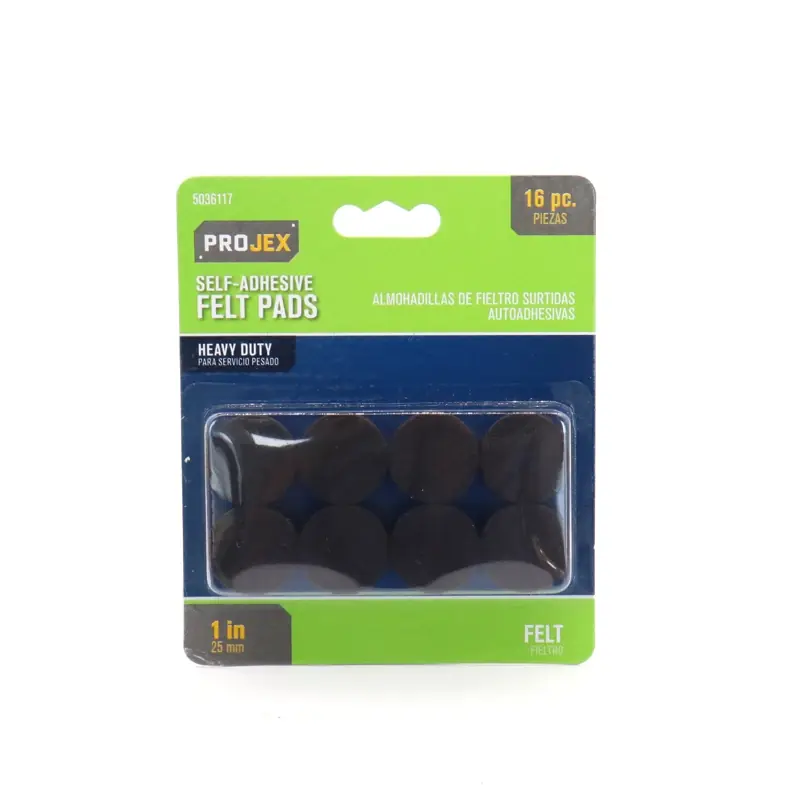 Projex Felt Self Adhesive Protective Pad Brown Round 1 In. W 16 Pk