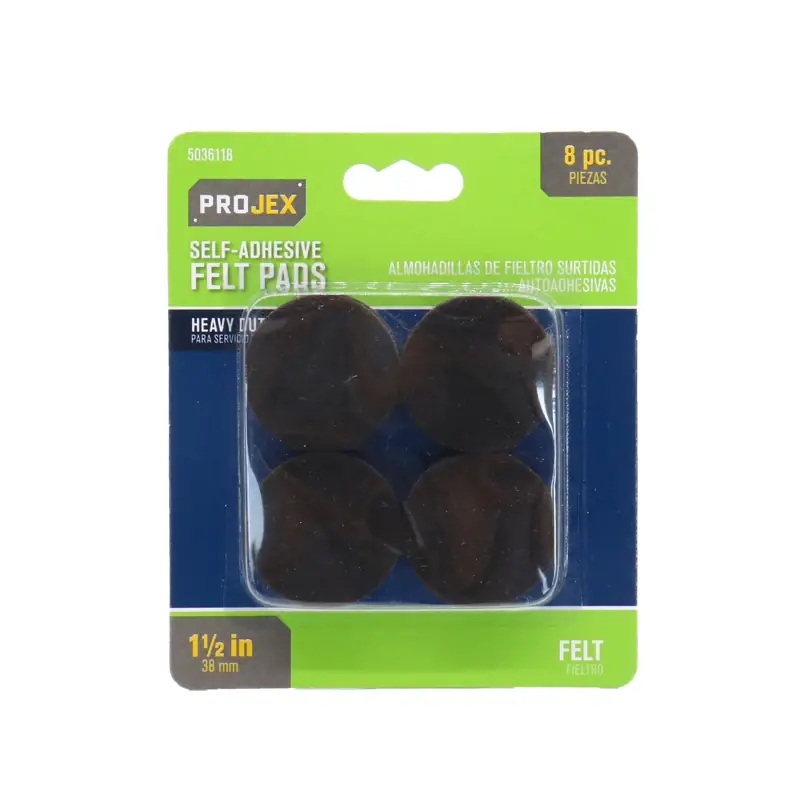 Projex Felt Self Adhesive Protective Pad Brown Round 1-1/2 In. W 8 Pk