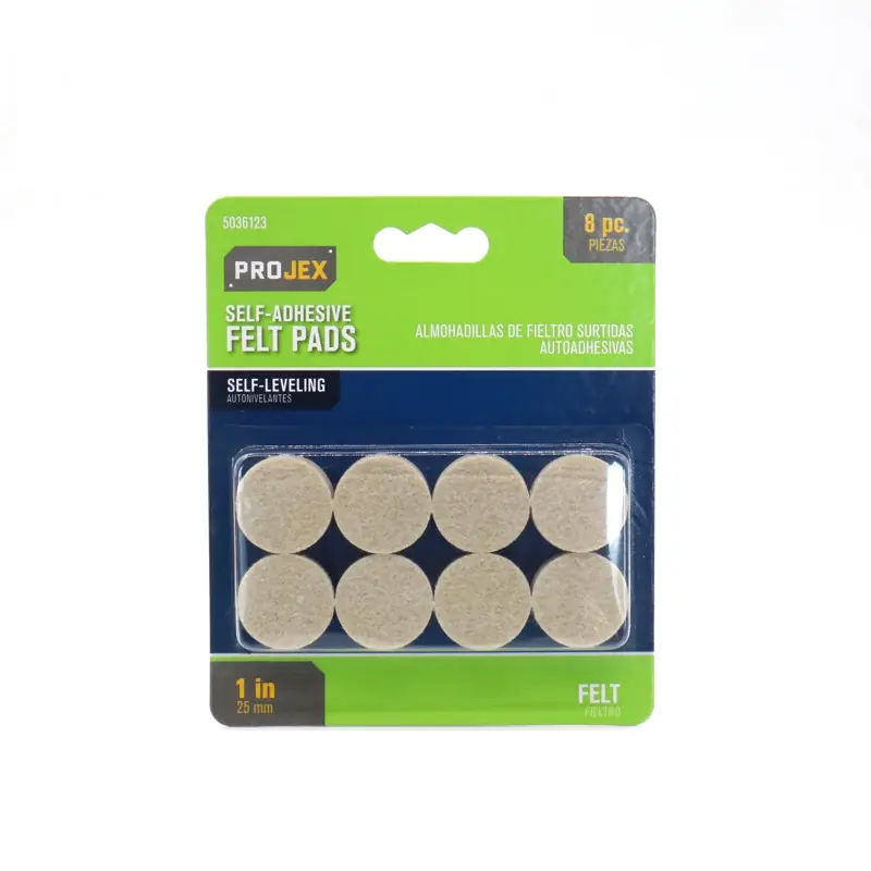 Projex Felt Self Adhesive Protective Pad White Round 1 In. W 8 Pk