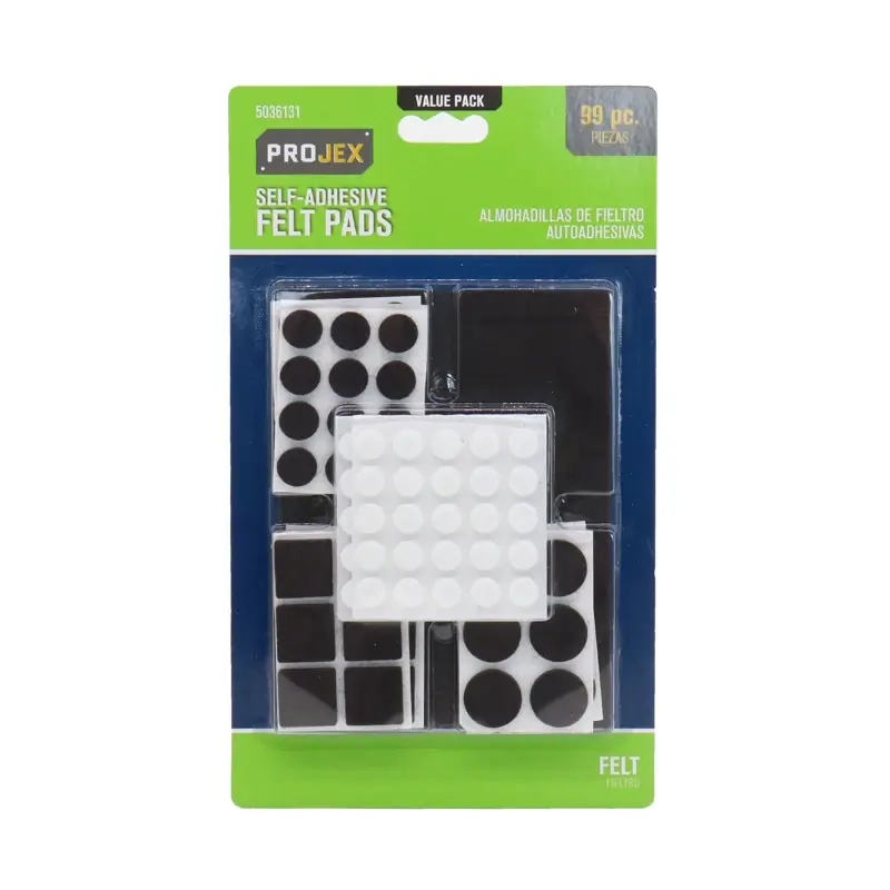 Projex Felt Self Adhesive Surface Pad Brown Assorted 0 In. W 99 Pk