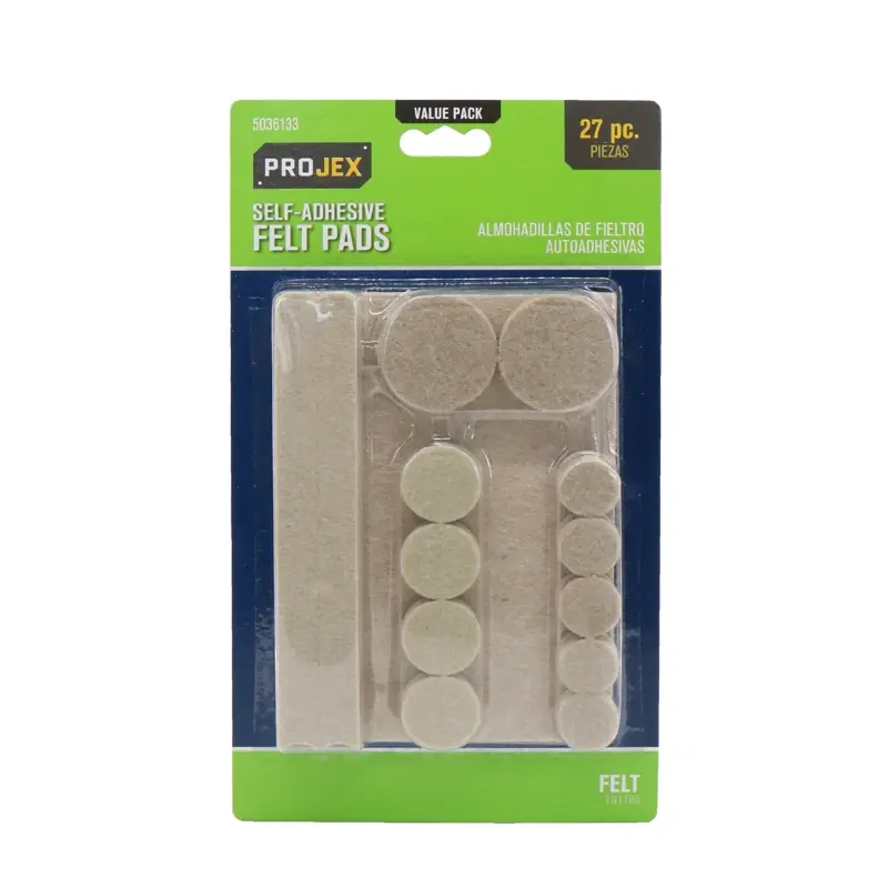 Projex Felt Self Adhesive Surface Pad Brown Round 6 In. W 27 Pk