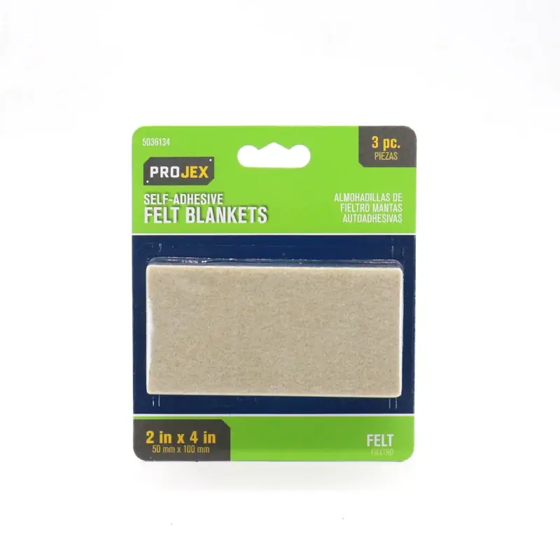 Projex Felt Self Adhesive Blanket Brown Rectangle 2 In. W X 4 In. L 3 Pk