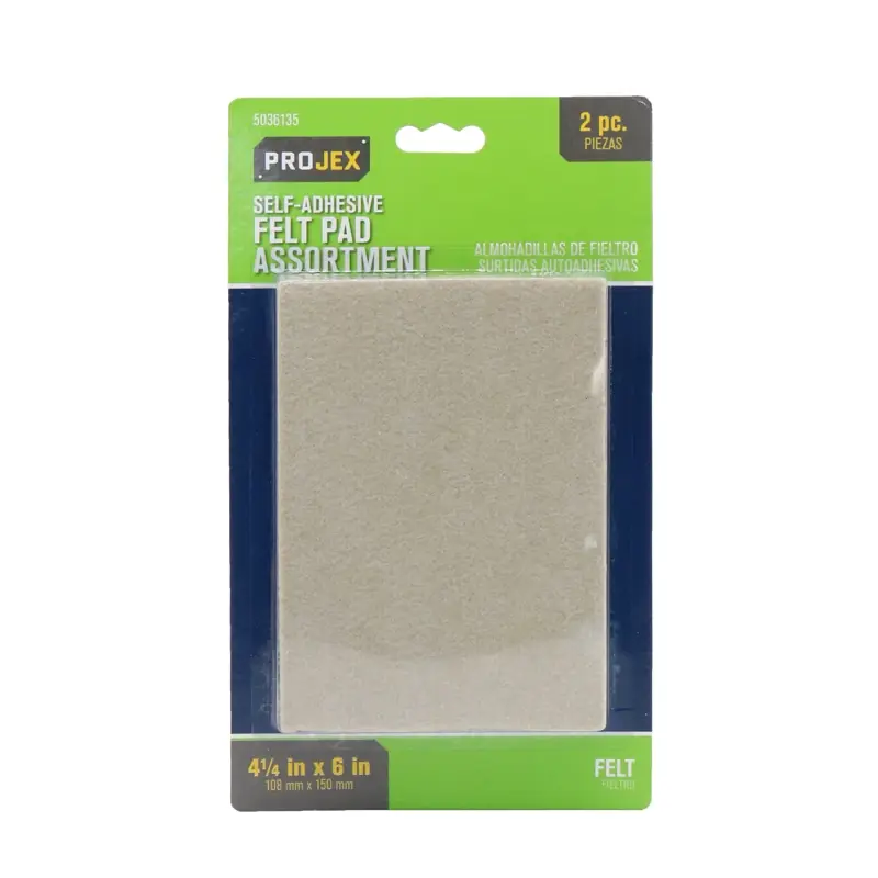 Projex Felt Self Adhesive Blanket Brown Rectangle 4-1/4 In. W X 6 In. L 2 Pk