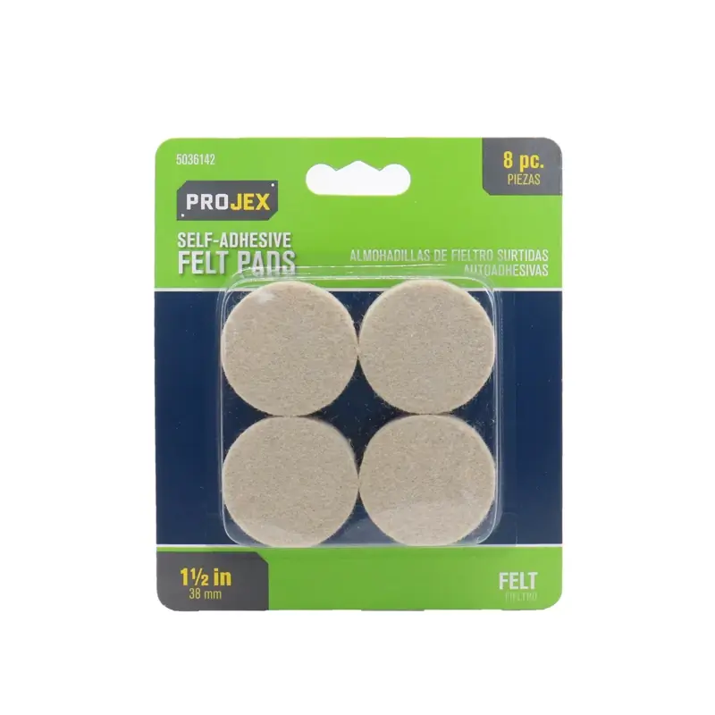 Projex Felt Self Adhesive Protective Pad White Round 1-1/2 In. W 8 Pk