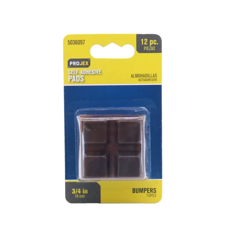 Projex Vinyl Self Adhesive Bumper Pad Brown Square 3/4 In. W X 3/4 In. L 12 Pk