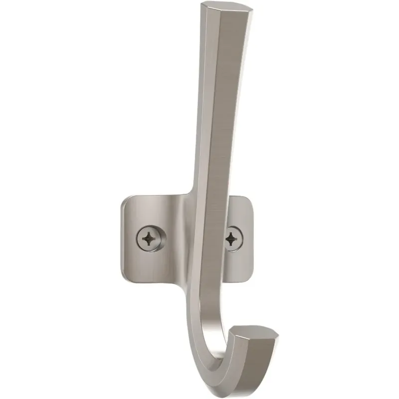 National Hardware Powell Medium Satin Nickel Silver Aluminum 4-15/16 In. L Angled Hook 60 Lb 1 Pk