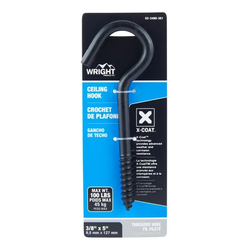 Wright Medium Matte Black Steel 5 In. L Ceiling Hook 100 Lb 1 Pk