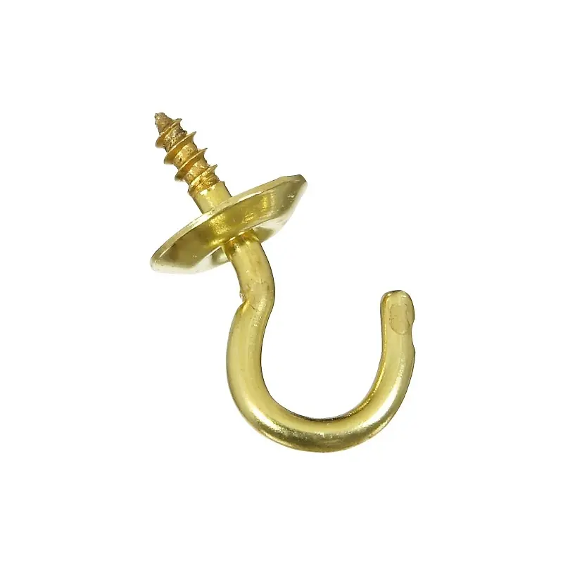 National Hardware Small Gold Solid Brass 1/2 In. L Cup Hook 1 Pk