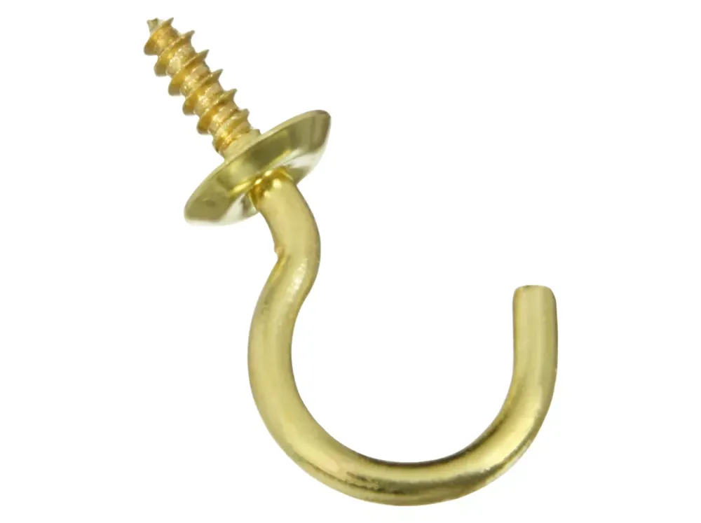 National Hardware Gold Solid Brass 7/8 In. L Cup Hook 5 Pk