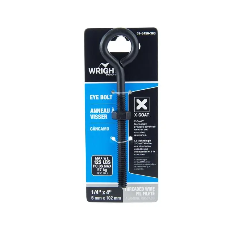 1/4 In. X 4 In. Black Steel Eyebolt With Nut Included