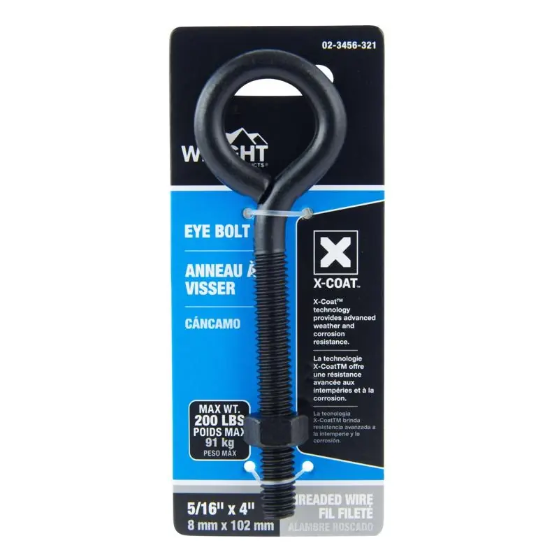 5/16 In. X 4 In. L Black Steel Eyebolt With Nut Included