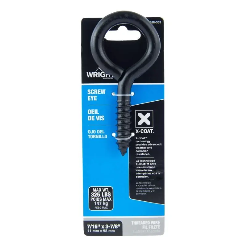 Wright 7/16 In. D X 3-7/8 In. L Black Steel Screw Eye 325 Lb 1 Pk