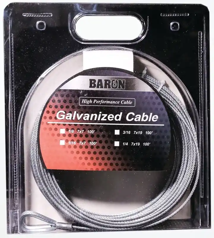 Galvanized Steel 1/4 In. D X 50 Ft. L Aircraft Cable - 1220 Lb Load Limit