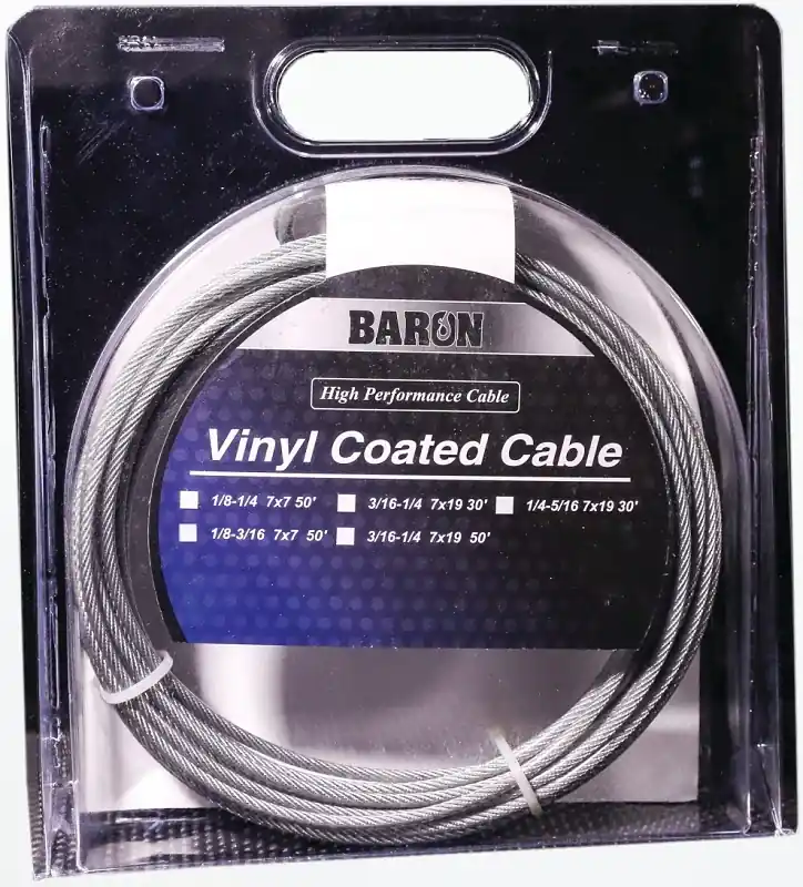 Vinyl Coated Galvanized Steel 3/16-1/4 In. Diameter X 50 Ft. Length Aircraft Cable