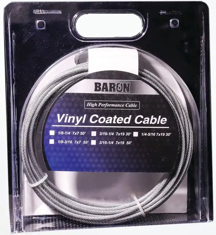 Vinyl Coated Galvanized Steel 1/8-3/16 In. D X 50 Ft. L Aircraft Cable