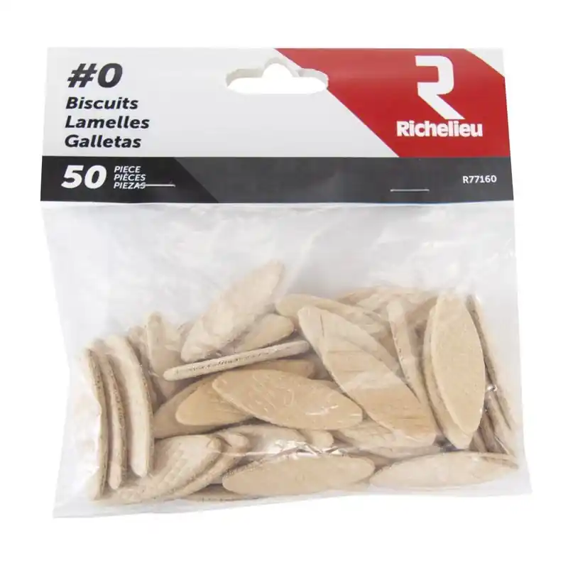 Richelieu Fluted Wood Plate Joining Biscuits .63 In. D X 1.85 In. L 50 Pk Natural