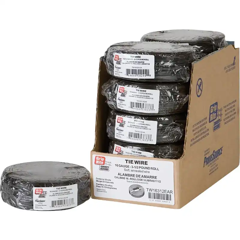 Tie Wire, Black, 16-Ga., 4.5 In. Roll, 3.5 Lb.