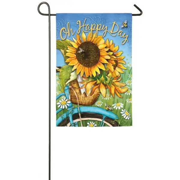 Happy Day Sunflowers Suede Garden Flag 12.5 X 18 Inches