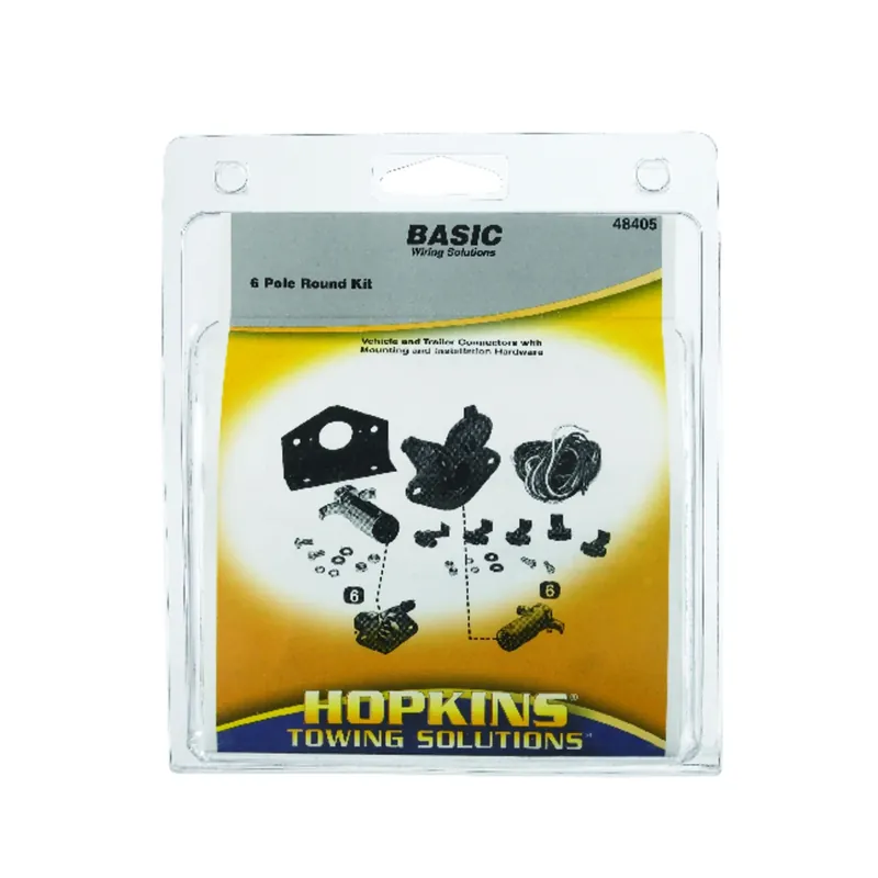 48405 6-pole Round Trailer Connector Set, 6/12 Volt, Zinc