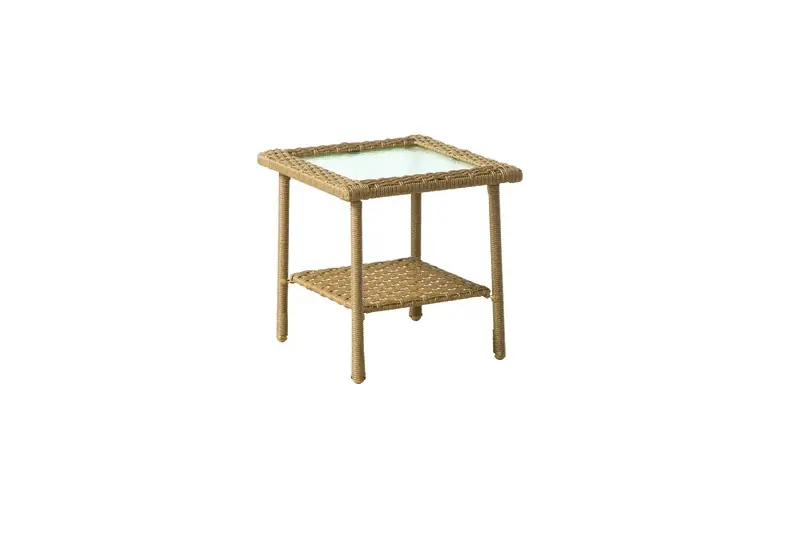 Palmaro Tan Square Glass And Steel Side Table - Model Pets2021