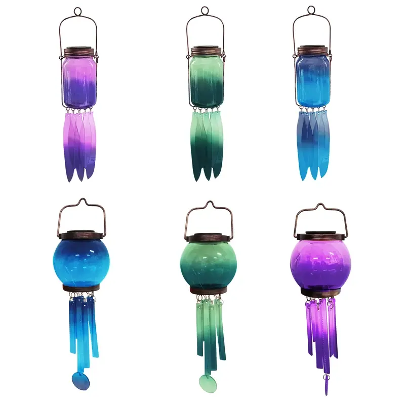 Luminous Garden Assorted Glass 17 In. Solar Ball And Jar Wind Chime