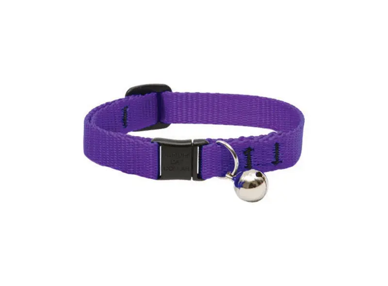 Lupine Pet Basic Solids Purple Nylon Cat Collar, Adjustable 8-12 Inches