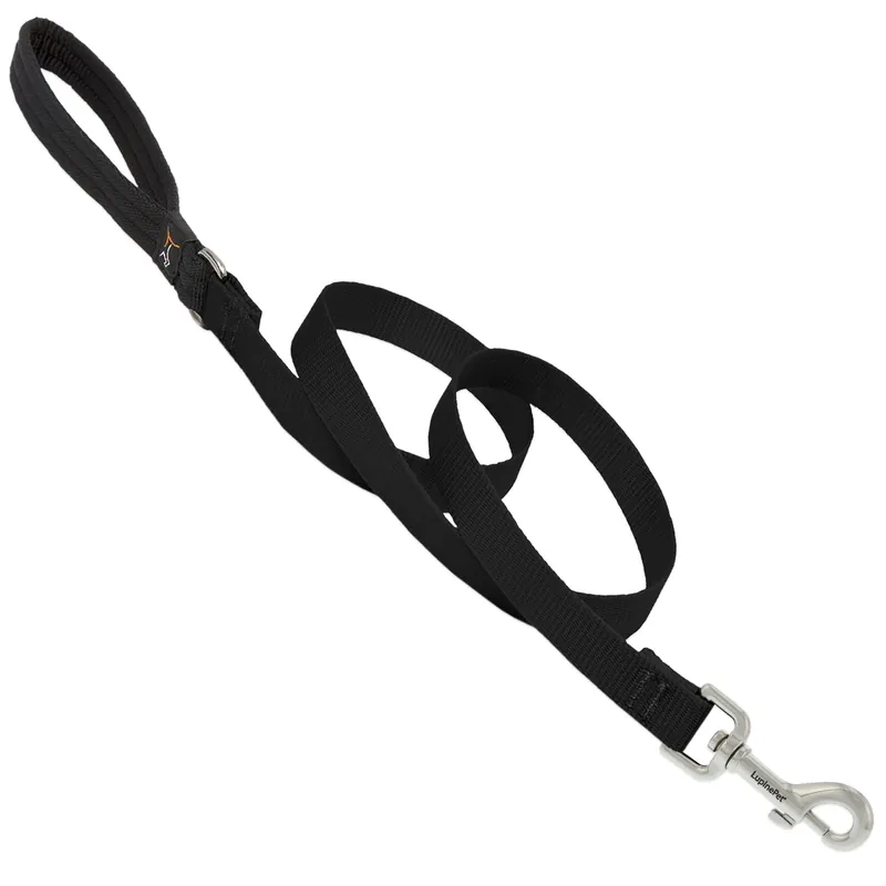 Lupine Pet Basic Solids Black Nylon Dog Leash 6ft 3/4in