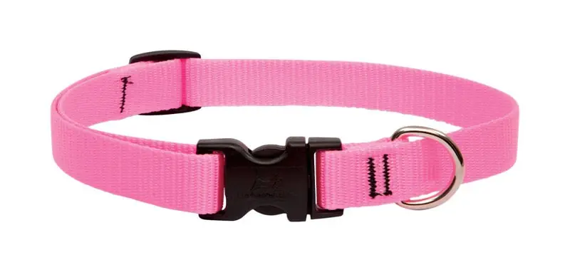 Pet Basic Solids Pink Nylon Adjustable Dog Collar 13-22 Inches