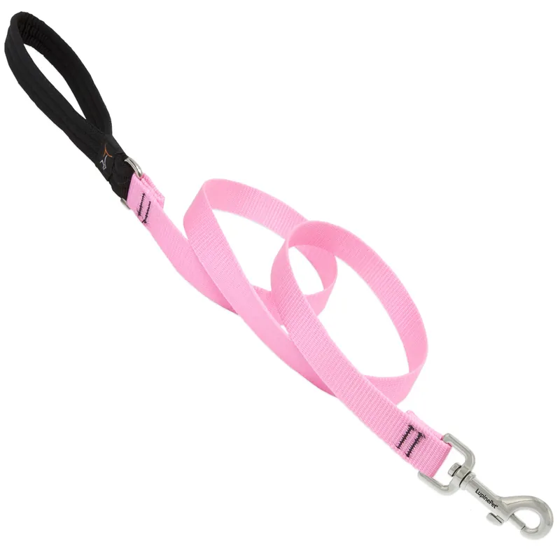 Lupine Pet Basic Solids Pink Nylon Dog Leash 6ft 3/4 Inch