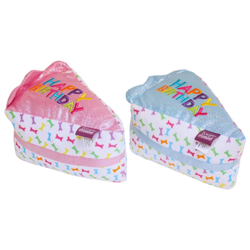 Multipet For Dog Assorted Plush Birthday Cake Slice Dog Toy 1 Pk