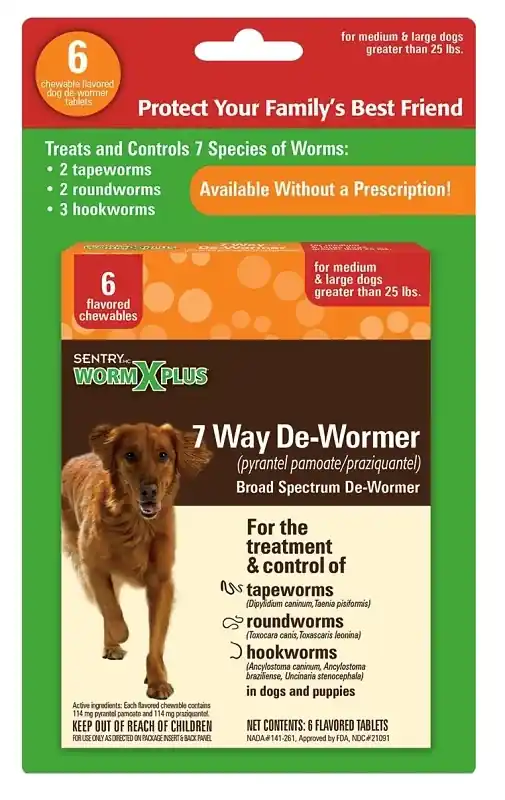 Sentry HC WormX Plus Flavored De-Wormer Chewables For Dogs, 6CT