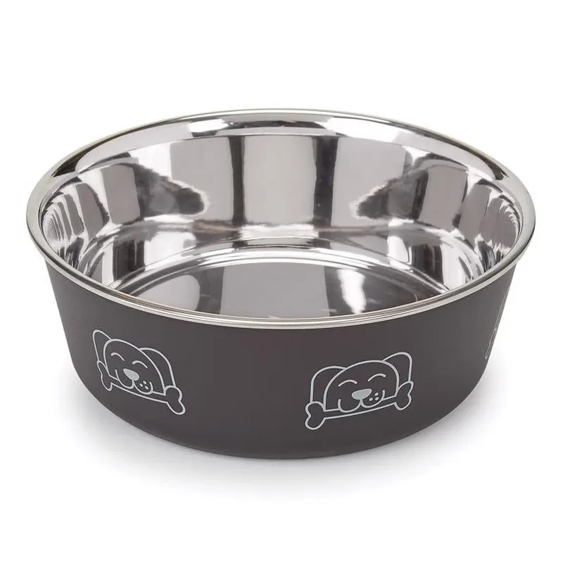 Proselect 30 oz Espresso‑Finish Stainless Steel Dog Bowl – Anti‑Slip Medium Size