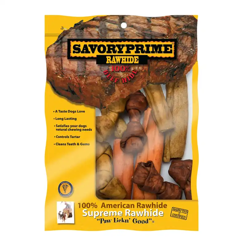 Savory Prime Small Asst Variety Pk All Size Dogs Adult Rawhide Bone Beef Rawhide 1 Pk